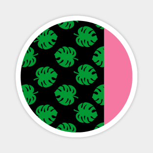 Philodendron Pattern Black & Pink Magnet